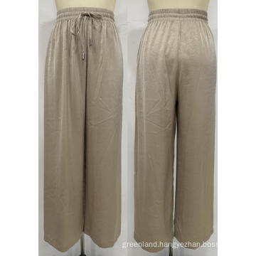 Solid Color Adjustable Elastic Waist Women's Pants